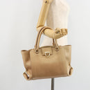 Salvatore Ferragamo Gancini Handtasche Leder Beige Gold Auth hk2805-28