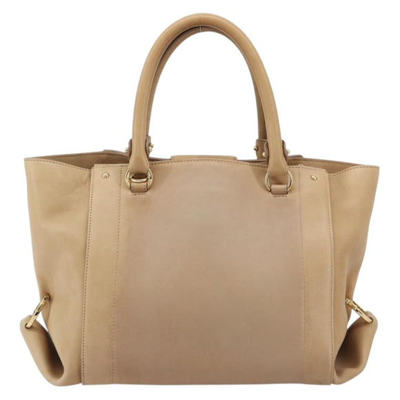 Salvatore Ferragamo Gancini Handtasche Leder Beige Gold Auth hk2805