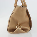 Salvatore Ferragamo Gancini Handtasche Leder Beige Gold Auth hk2805-4