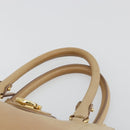 Salvatore Ferragamo Gancini Handtasche Leder Beige Gold Auth hk2805-8