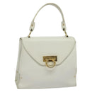 Salvatore Ferragamo Gancini Hand Bag Leather White Gold Auth hk2806-1