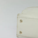 Salvatore Ferragamo Gancini Hand Bag Leather White Gold Auth hk2806-10