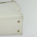 Salvatore Ferragamo Gancini Hand Bag Leather White Gold Auth hk2806-11
