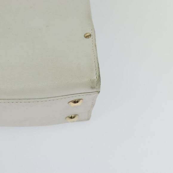 Salvatore Ferragamo Gancini Hand Bag Leather White Gold Auth hk2806