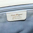 Salvatore Ferragamo Gancini Hand Bag Leather White Gold Auth hk2806-17