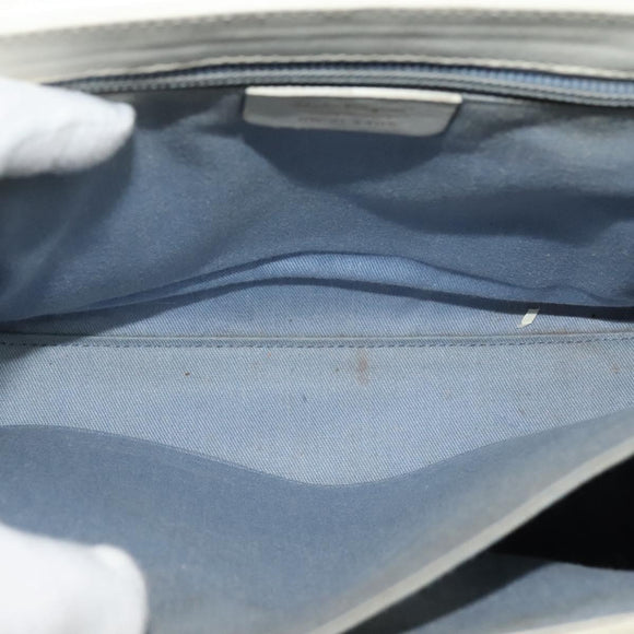 Salvatore Ferragamo Gancini Hand Bag Leather White Gold Auth hk2806