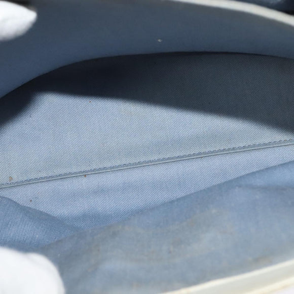 Salvatore Ferragamo Gancini Hand Bag Leather White Gold Auth hk2806