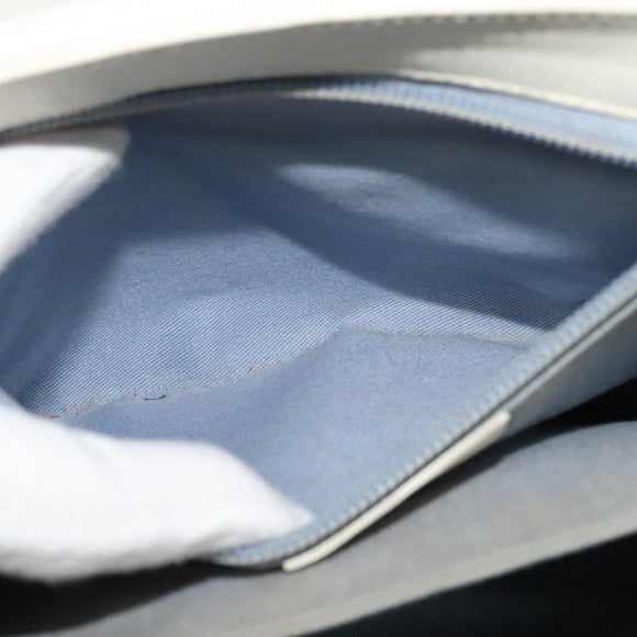 Salvatore Ferragamo Gancini Hand Bag Leather White Gold Auth hk2806