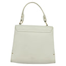 Salvatore Ferragamo Gancini Hand Bag Leather White Gold Auth hk2806-3