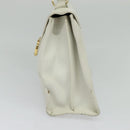 Salvatore Ferragamo Gancini Hand Bag Leather White Gold Auth hk2806-5