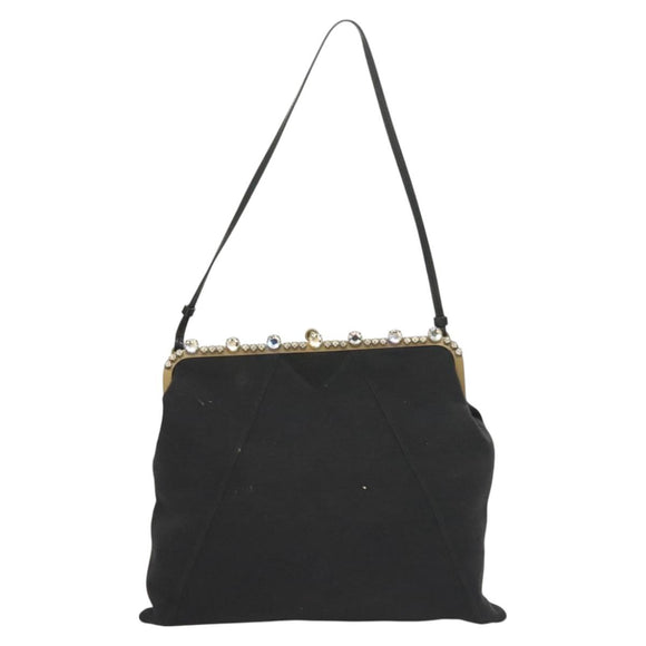 Miu Miu Shoulder Bag Cotton Black Auth hk2812