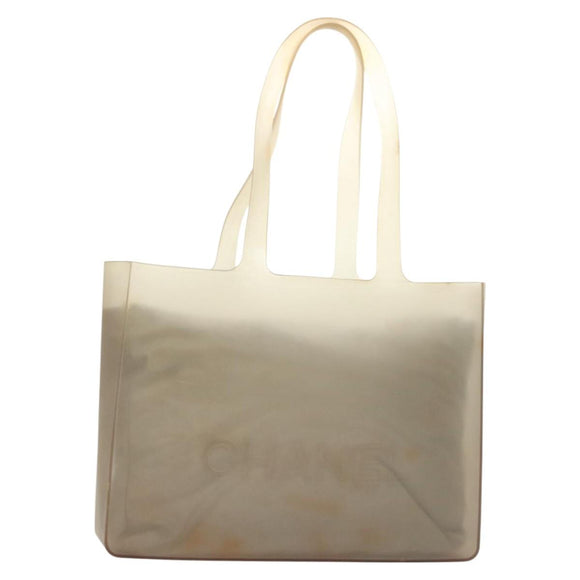 CHANEL Tote Bag Rubber Gray CC Auth hk2818