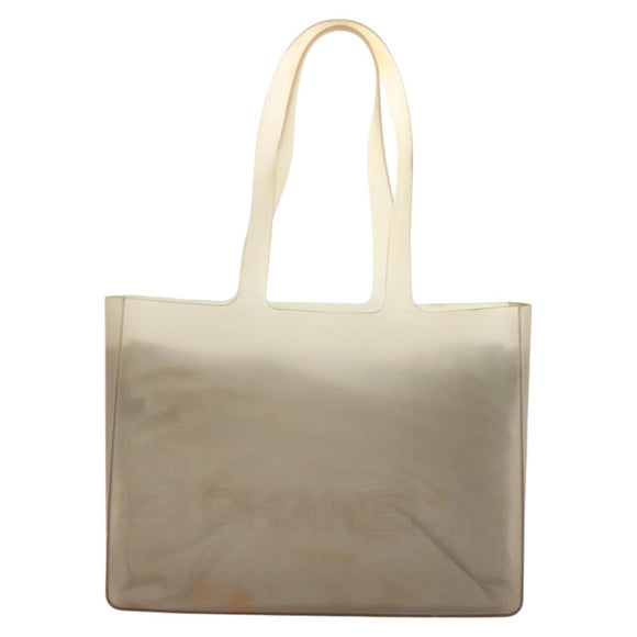 CHANEL Tote Bag Rubber Gray CC Auth hk2818