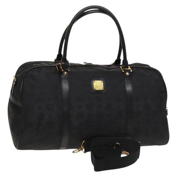 MCM Logogram Vicetos Boston Bag Nylon 2way Brown Gold Auth hk2824