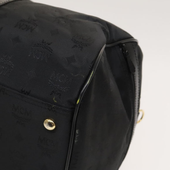 MCM Logogram Vicetos Boston Bag Nylon 2way Brown Gold Auth hk2824