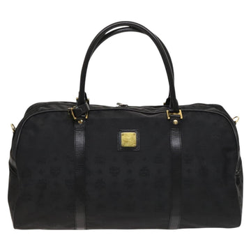 MCM Logogram Vicetos Boston Bag Nylon 2way Brown Gold Auth hk2824 - 0