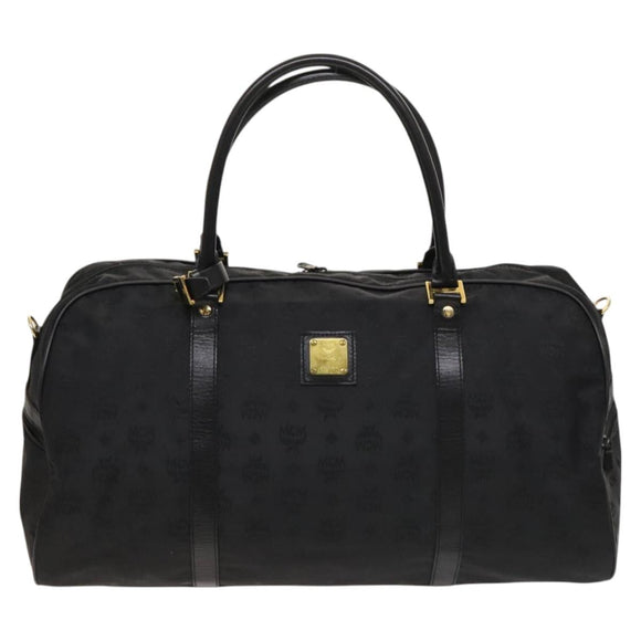 MCM Logogram Vicetos Boston Bag Nylon 2way Brown Gold Auth hk2824