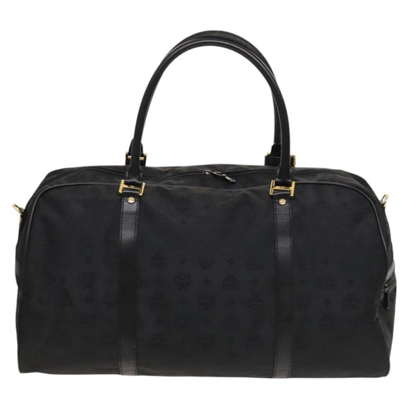 MCM Logogram Vicetos Boston Bag Nylon 2way Brown Gold Auth hk2824