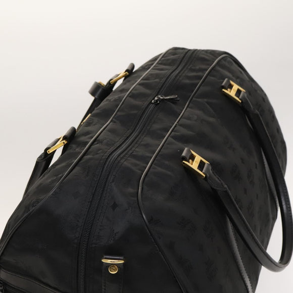 MCM Logogram Vicetos Boston Bag Nylon 2way Brown Gold Auth hk2824