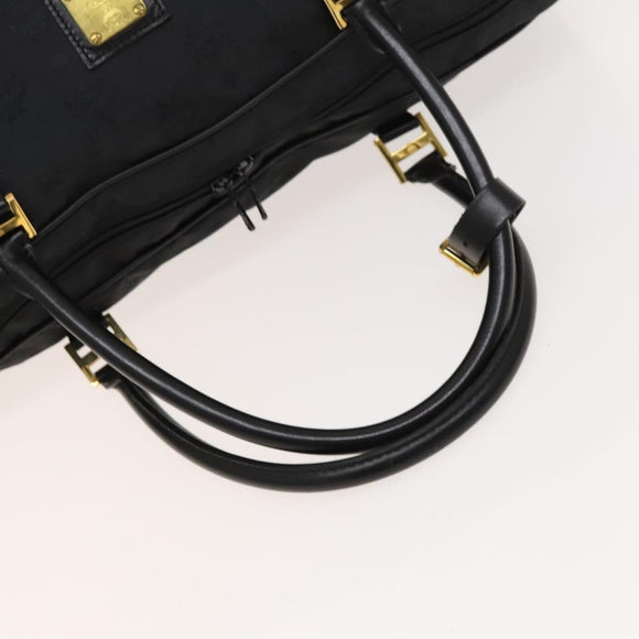 MCM Logogram Vicetos Boston Bag Nylon 2way Brown Gold Auth hk2824