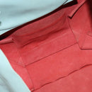 CELINE Horizontalkava Tote Bag Leather Red Light Blue Auth hk2827-11