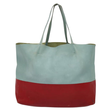 CELINE Horizontalkava Tote Bag Leather Red Light Blue Auth hk2827 - 0