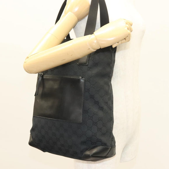 GUCCI GG Canvas Tote Bag Black 019 0401 Auth hk2842