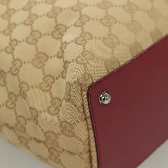 GUCCI GG Canvas Tote Bag Beige Silver 120836 Auth hk2844