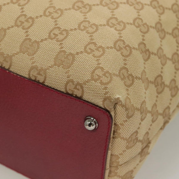 GUCCI GG Canvas Tote Bag Beige Silver 120836 Auth hk2844