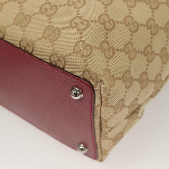 GUCCI GG Canvas Tote Bag Beige Silver 120836 Auth hk2844