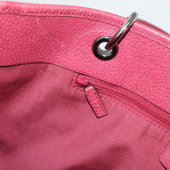 GUCCI GG Canvas Tote Bag Beige Silver 120836 Auth hk2844