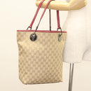 GUCCI GG Canvas Tote Bag Beige Silver 120836 Auth hk2844-21