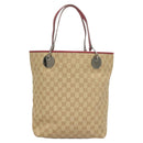 GUCCI GG Canvas Tote Bag Beige Silver 120836 Auth hk2844-3