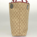 GUCCI GG Canvas Tote Bag Beige Silver 120836 Auth hk2844-4