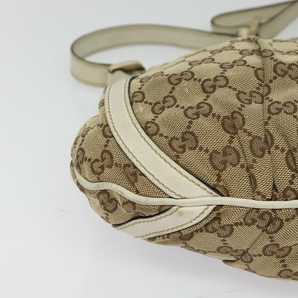 GUCCI GG Canvas Abbey Shoulder Bag Beige Gold 203257 Auth hk2845