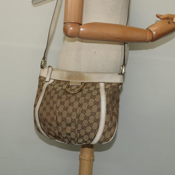 GUCCI GG Canvas Abbey Shoulder Bag Beige Gold 203257 Auth hk2845
