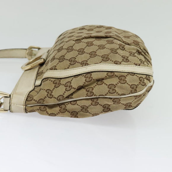 GUCCI GG Canvas Abbey Shoulder Bag Beige Gold 203257 Auth hk2845