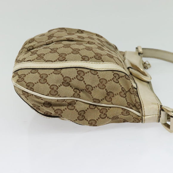 GUCCI GG Canvas Abbey Shoulder Bag Beige Gold 203257 Auth hk2845