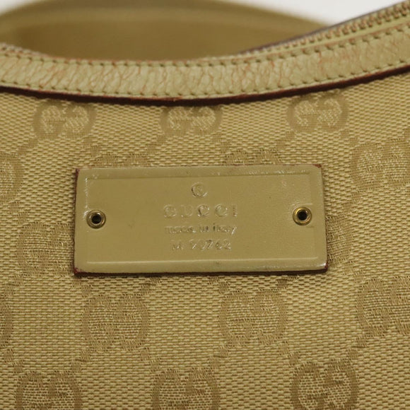 GUCCI GG Canvas Shoulder Bag Beige Gold 90762 Auth hk2847