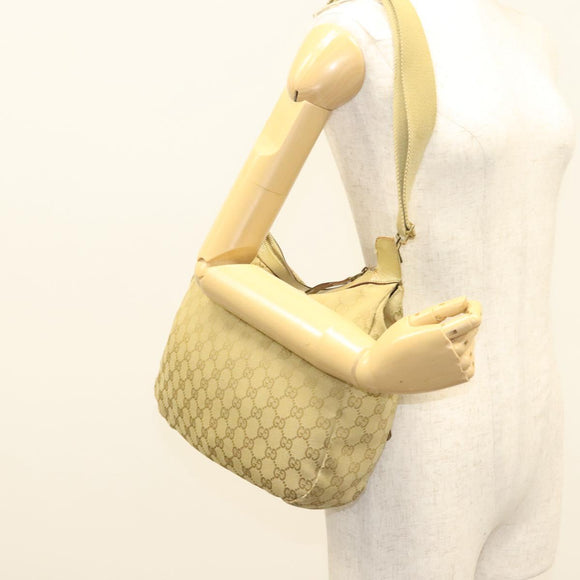 GUCCI GG Canvas Shoulder Bag Beige Gold 90762 Auth hk2847
