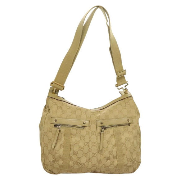 GUCCI GG Canvas Shoulder Bag Beige Gold 90762 Auth hk2847