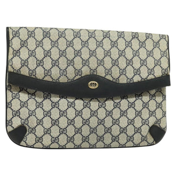 GUCCI GG Supreme Clutch Bag PVC Navy Gold 89 02 075 Auth hk2850