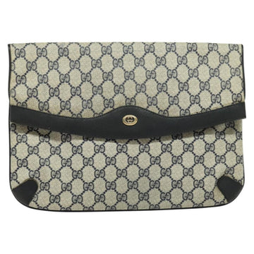 GUCCI GG Supreme Clutch Bag PVC Navy Gold 89 02 075 Auth hk2850 - 0
