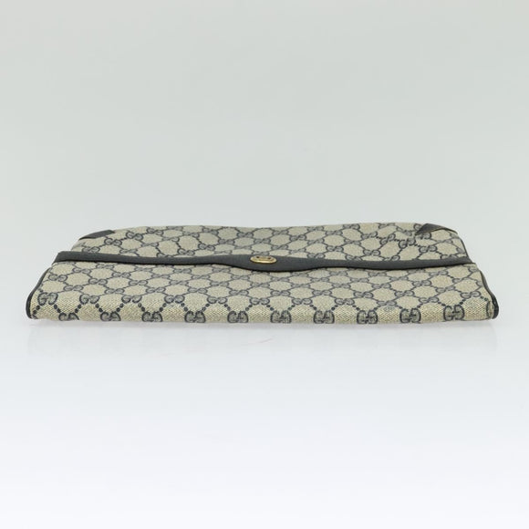 GUCCI GG Supreme Clutch Bag PVC Navy Gold 89 02 075 Auth hk2850