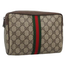 GUCCI GG Supreme Web Sherry Line Clutch Bag PVC Beige 32 014 3553 Auth hk2851-1