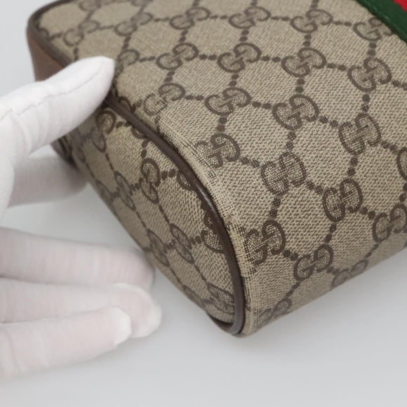 GUCCI GG Supreme Web Sherry Line Clutch Bag PVC Beige 32 014 3553 Auth hk2851