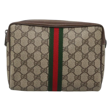 GUCCI GG Supreme Web Sherry Line Clutch Bag PVC Beige 32 014 3553 Auth hk2851 - 0