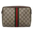 GUCCI GG Supreme Web Sherry Line Clutch Bag PVC Beige 32 014 3553 Auth hk2851-3