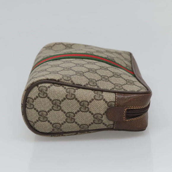 GUCCI GG Supreme Web Sherry Line Clutch Bag PVC Beige 32 014 3553 Auth hk2851