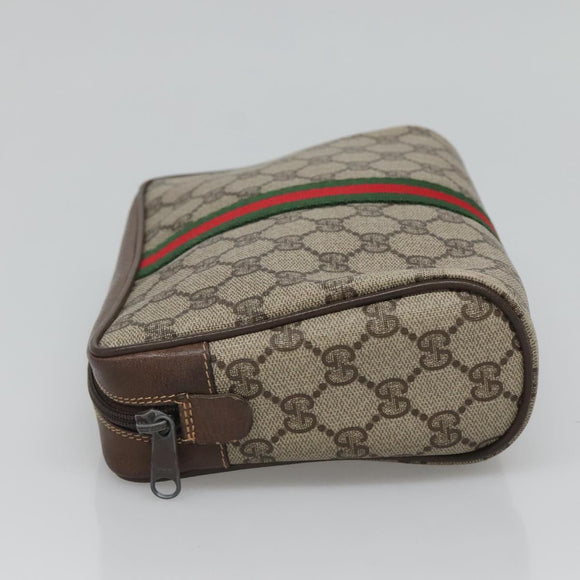 GUCCI GG Supreme Web Sherry Line Clutch Bag PVC Beige 32 014 3553 Auth hk2851